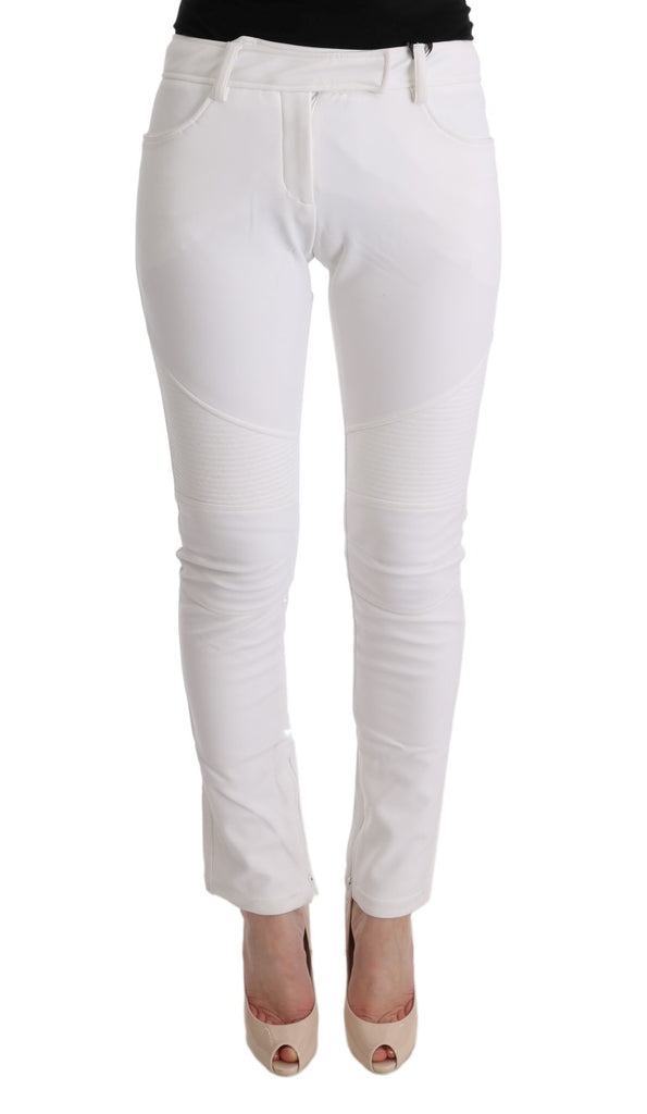 Pantaloni chic in cotone bianco slim fit