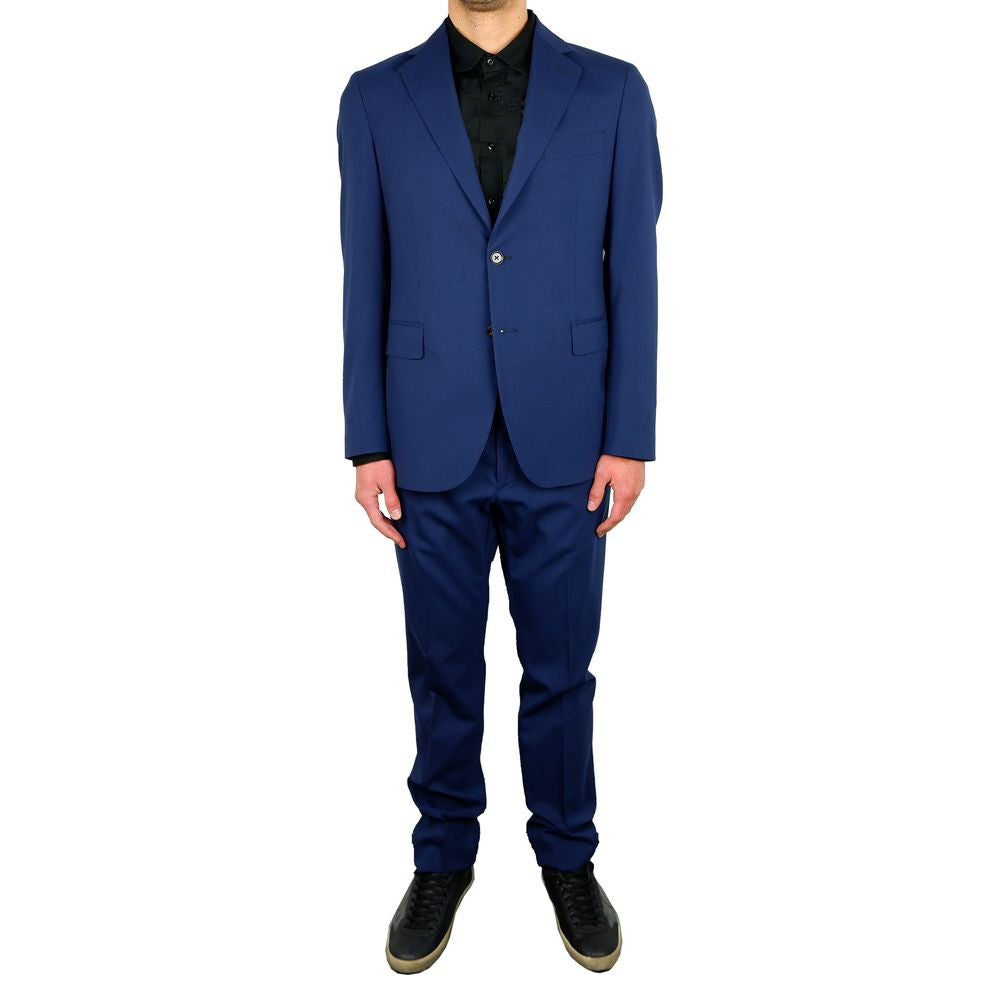 Elegante abito a due pezzi in misto lana blu