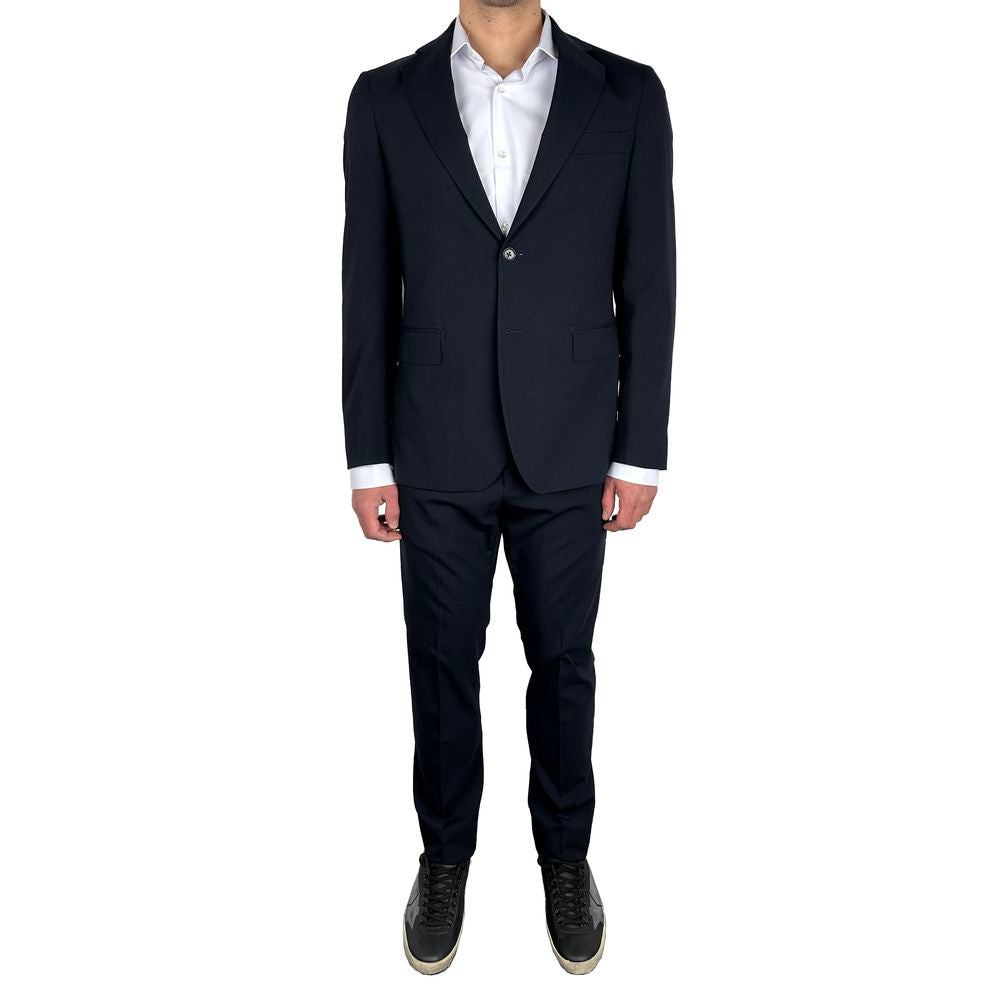 Blue Wool Men's Italian Crafted Suit