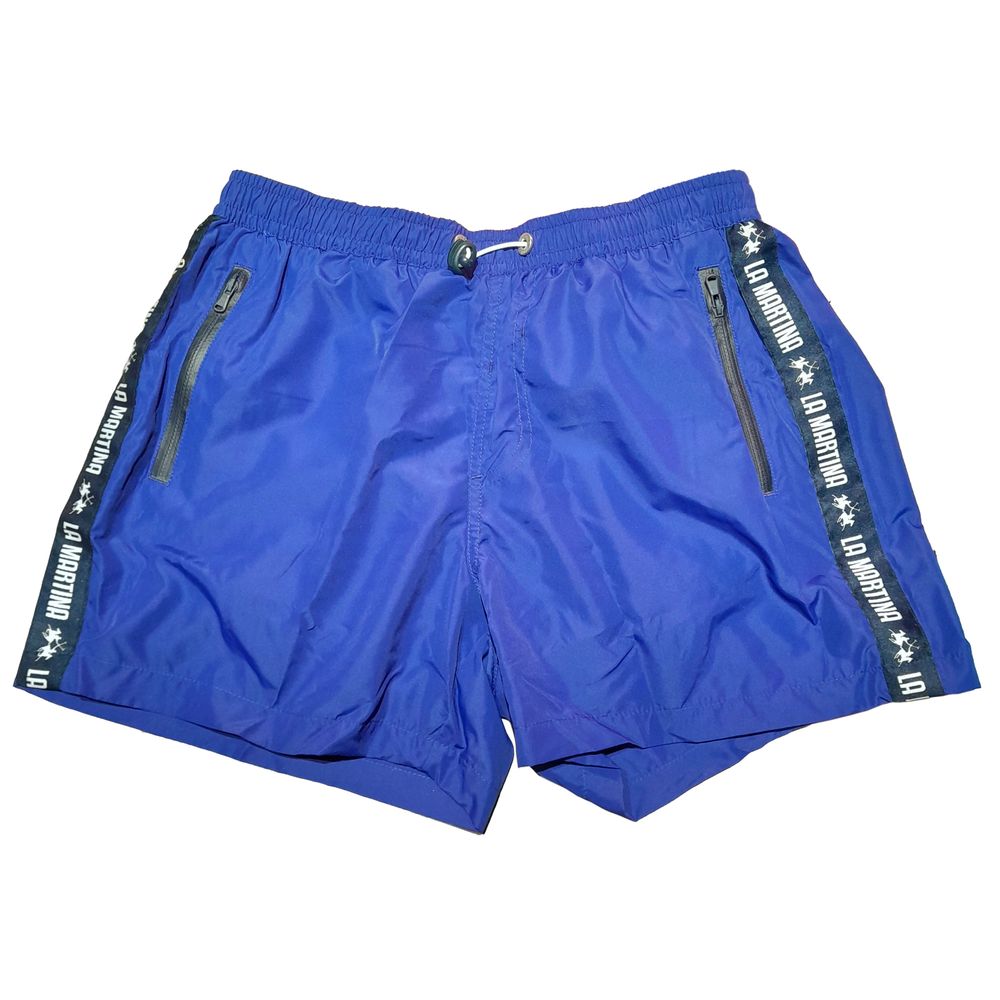 Blue Polyester Men's Swim Shorts