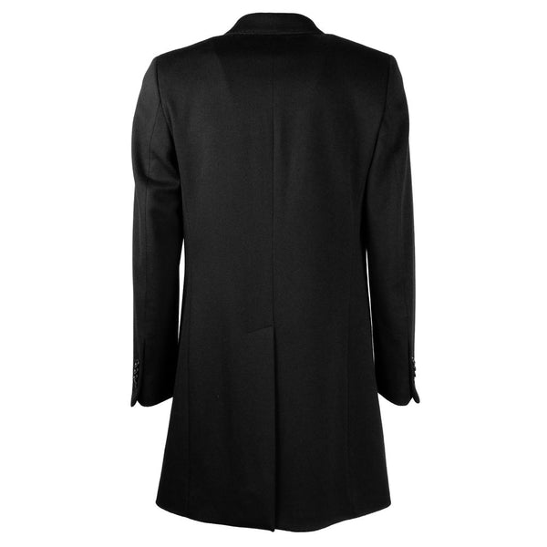 Cappotto elegante da uomo in lana vergine nera