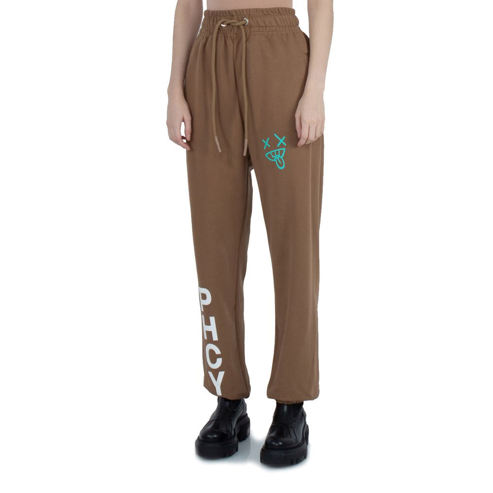 Brown Cotton Women Trouser