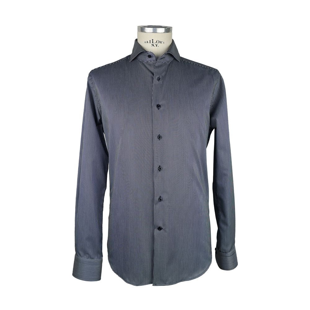 Elegant Milano Black Striped Men's Shirt