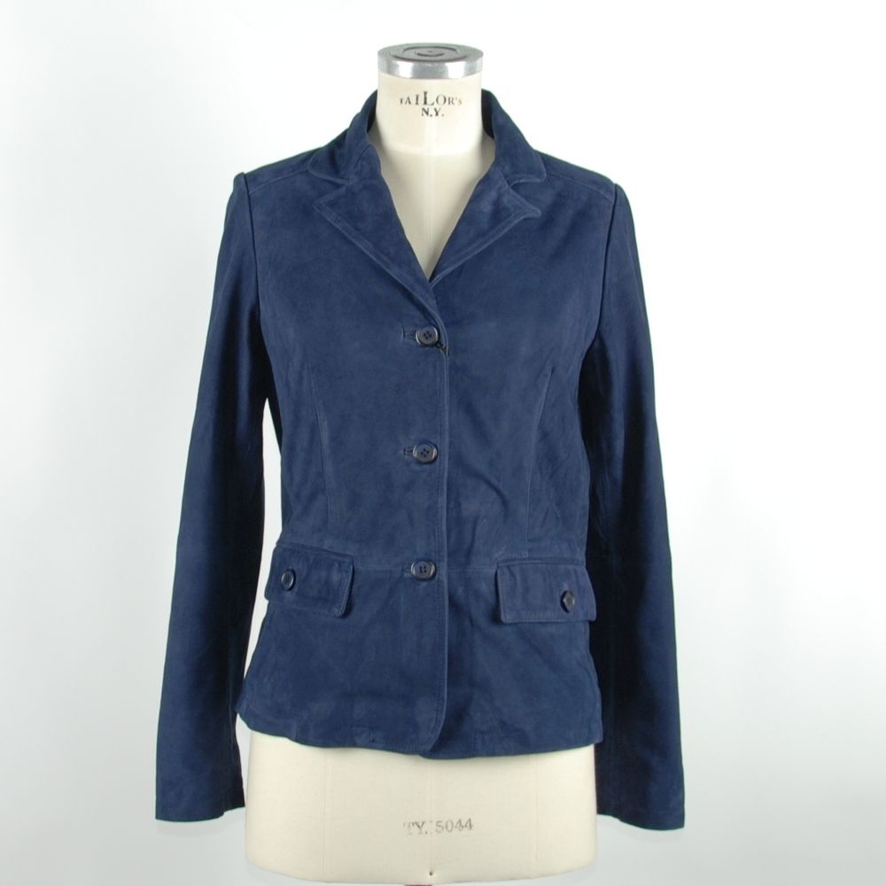 Blue Leather Women Jacket