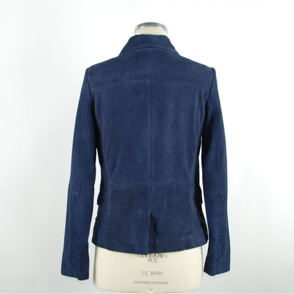 Blue Leather Women Jacket