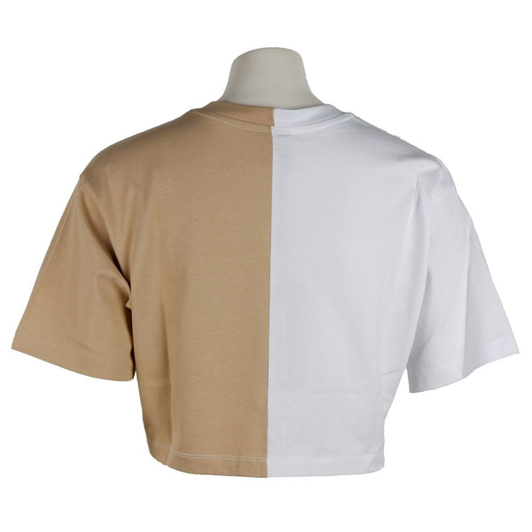 T-shirt beige con logo Couture e stampa bicolore