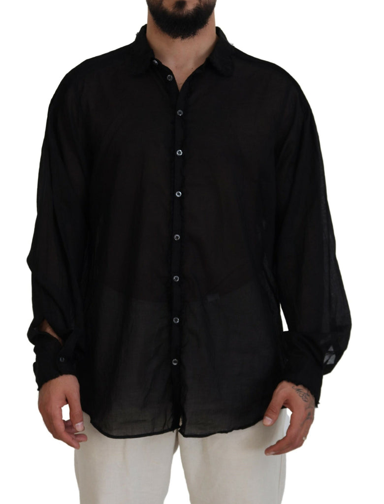 Camicia formale a maniche lunghe con colletto in cotone nero