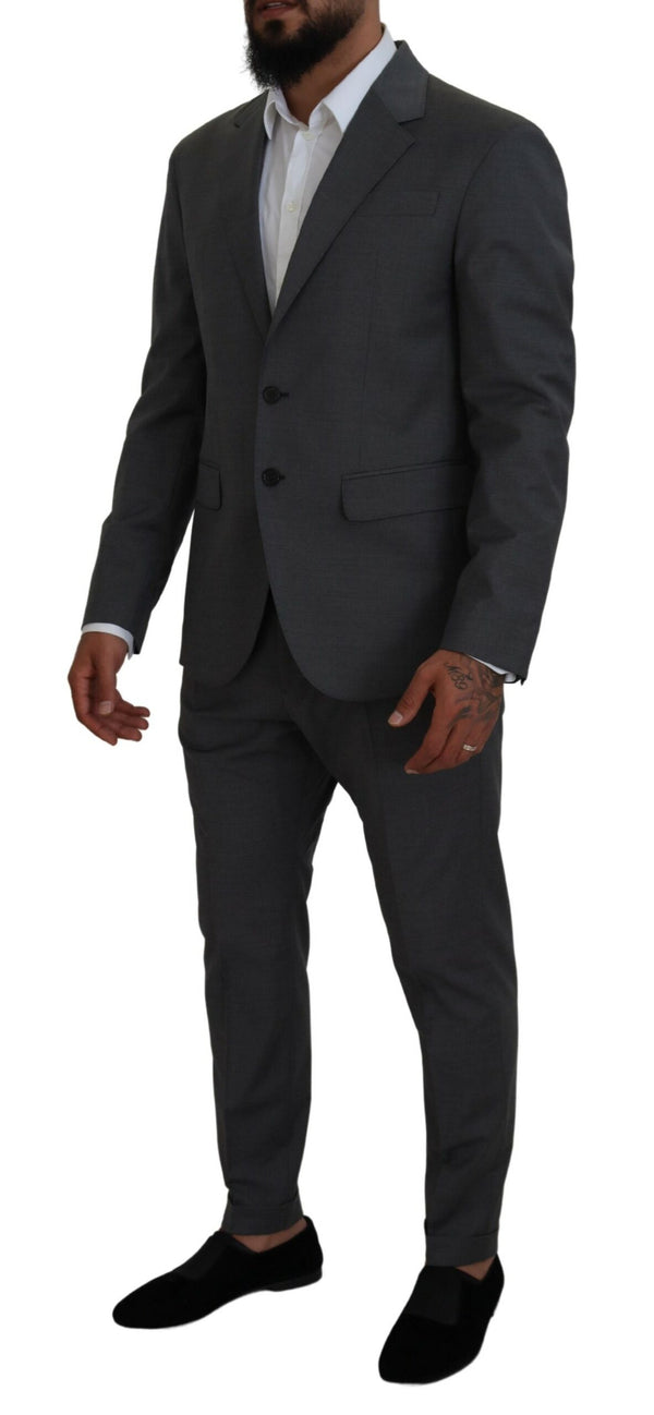 Gray Wool Single Breasted 2 Piece CIPRO Suit