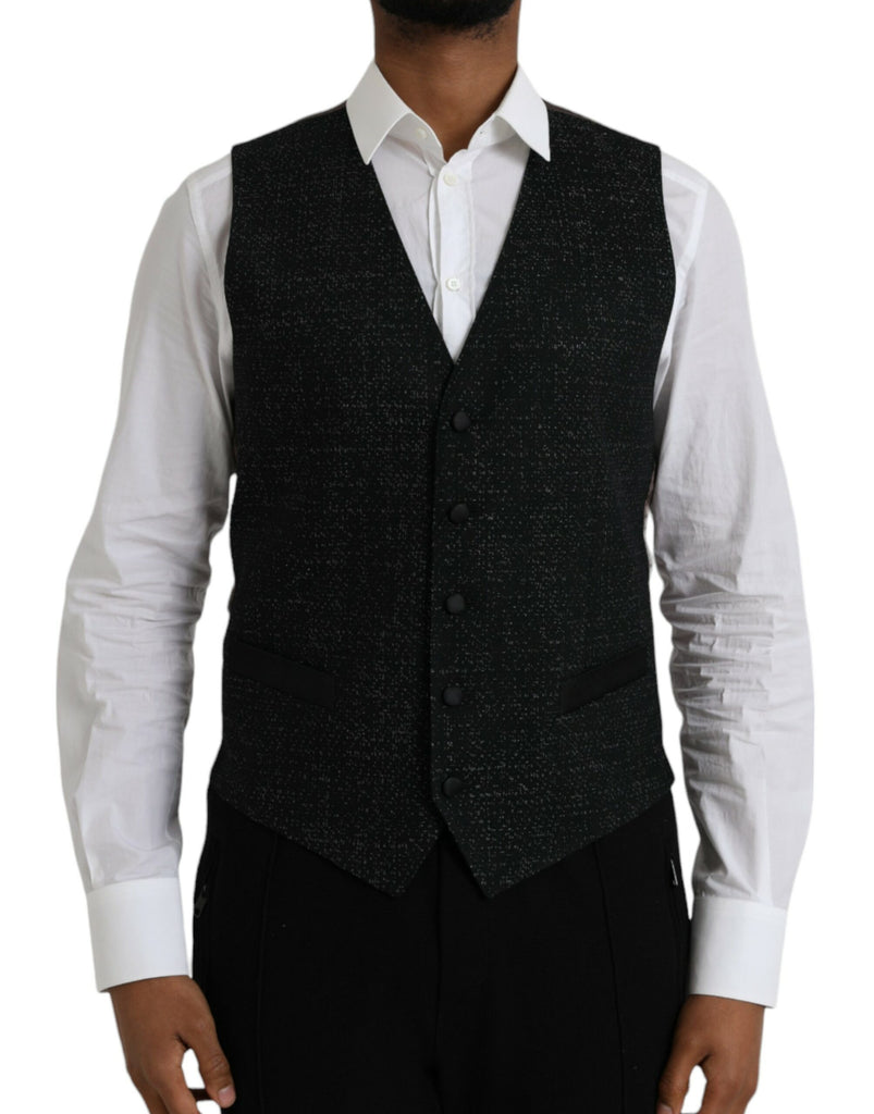 Gilet da cerimonia in seta nero marrone