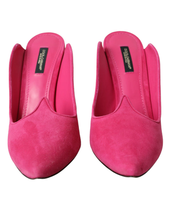 Mules in pelle scamosciata fucsia Scarpe sandali