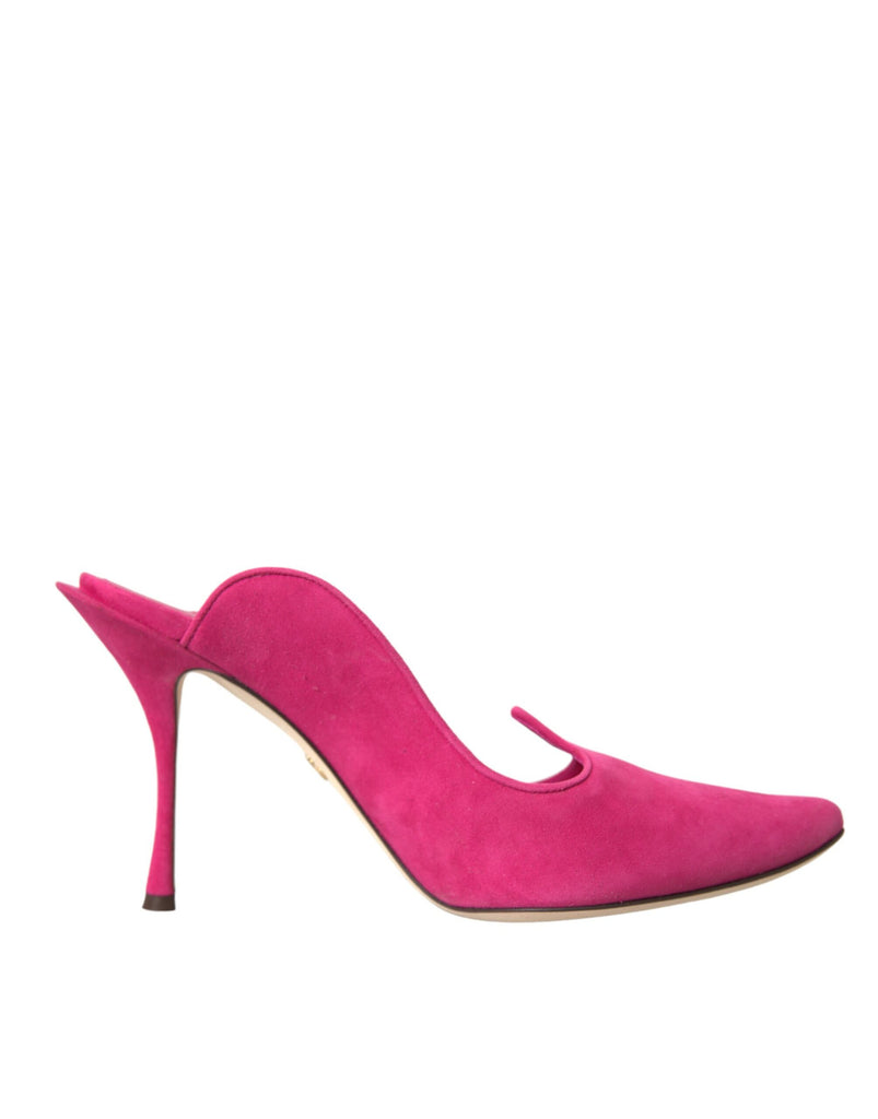 Mules in pelle scamosciata fucsia Scarpe sandali