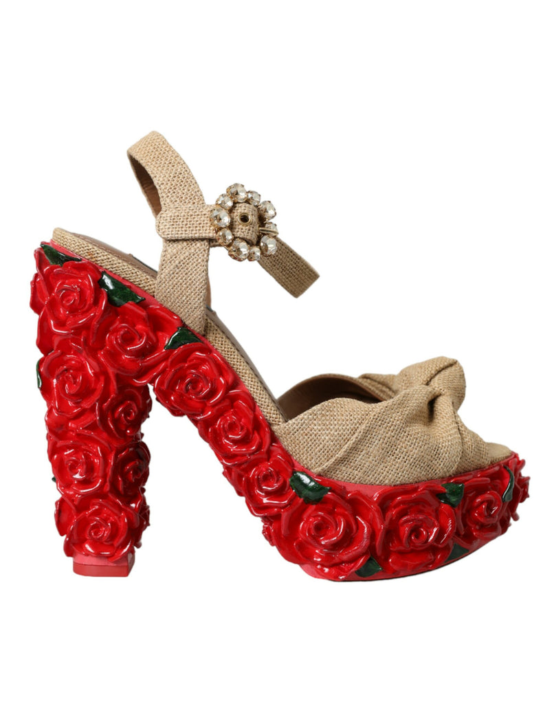 Sandali con piattaforma di cristallo Red Roses