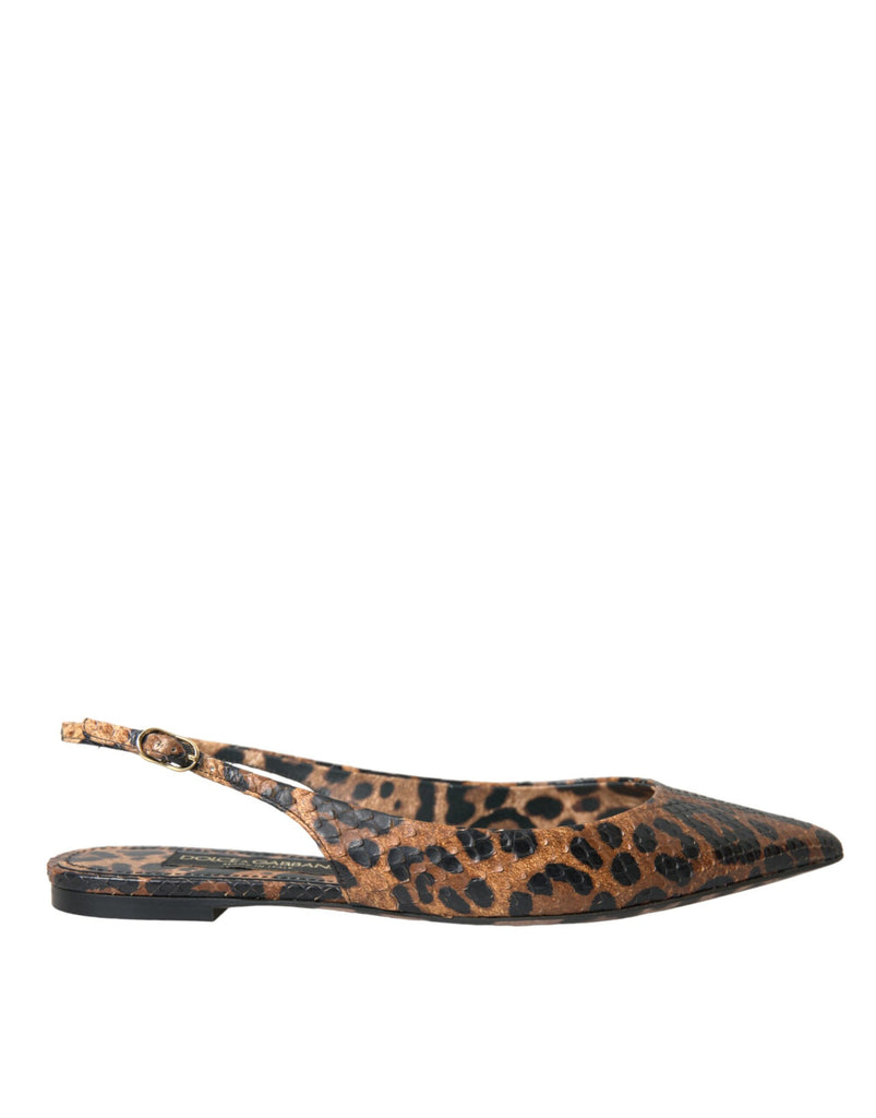 Scarpe Slingback in pelle esotica leopardata marrone