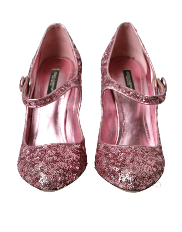 Scarpe Mary Jane con tacchi alti e paillettes rosa