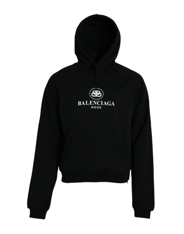 Felpa Pullover con cappuccio in cotone nero con logo