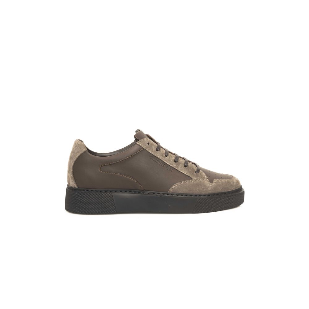 Beige Leather Mens Sneaker