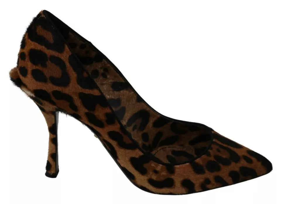 Scarpe con tacco in cavallino leopardato marrone