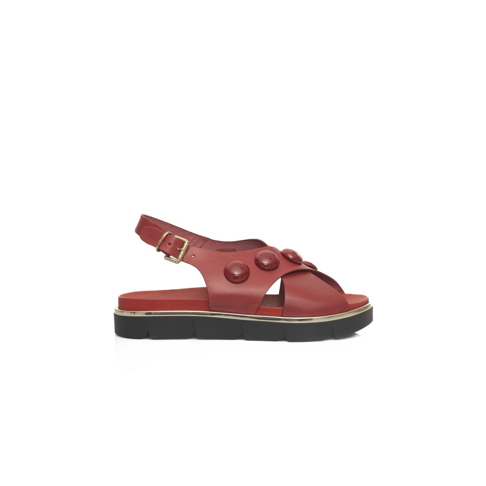 Red Leather Women Sandal