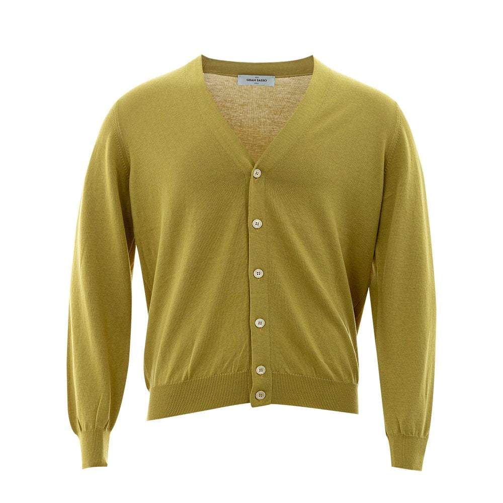 Cardigan in lana italiana in giallo vibrante