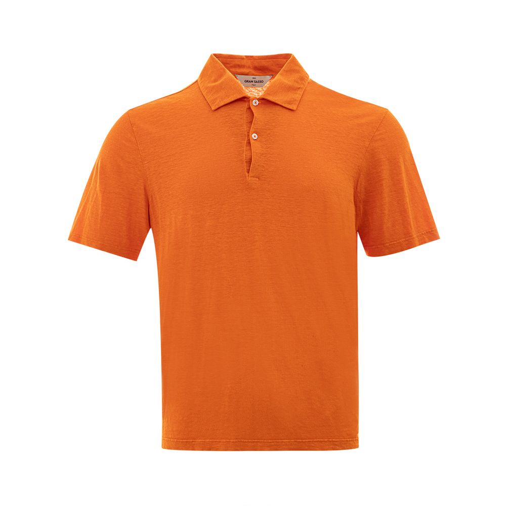 Elegant Orange Linen Polo Shirt