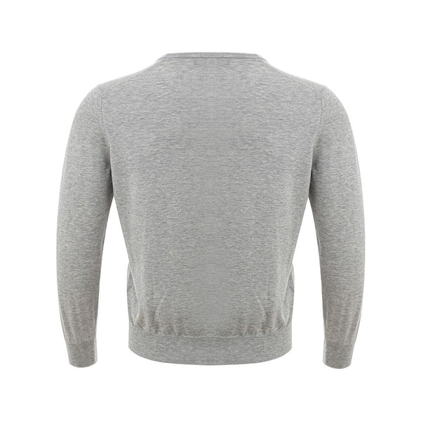 Elegant Gray Silk-Cotton Sweater