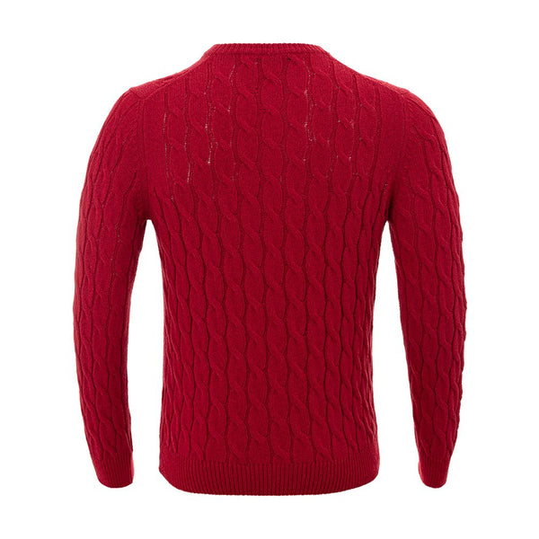 Elegant Crimson Cotton Classic Sweater