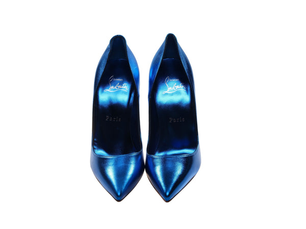 So Kate 120 Blue Laminated Leather High Heel Pumps