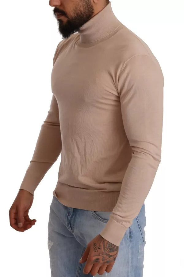 Maglione dolcevita in cashmere beige