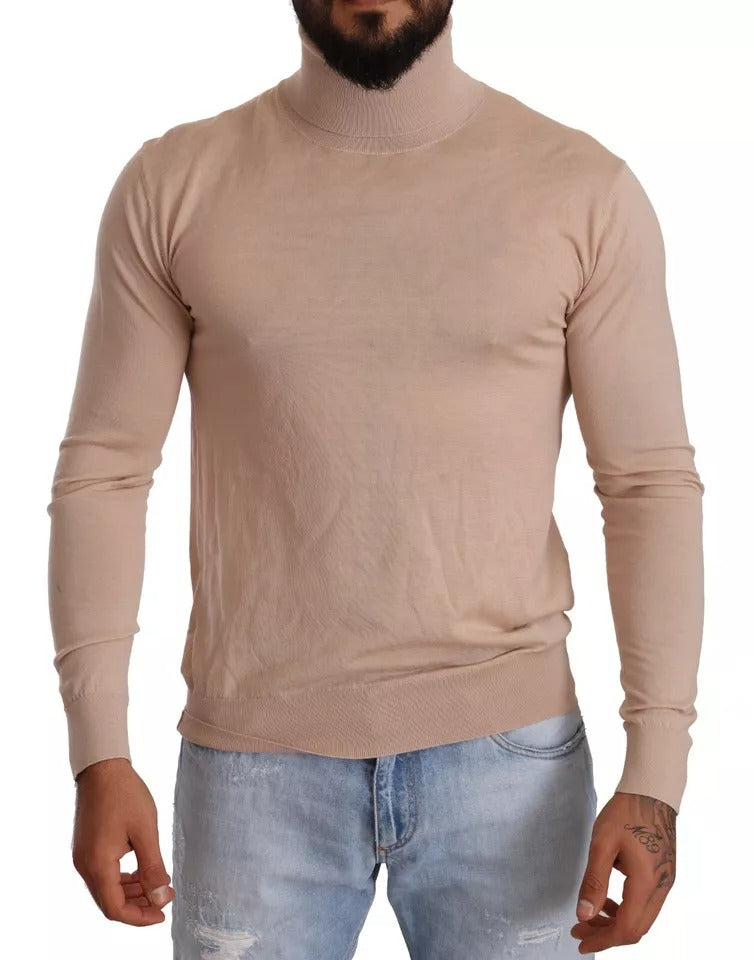 Maglione dolcevita in cashmere beige