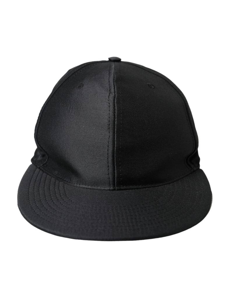 Cappello da baseball da uomo con logo in cotone e seta nero