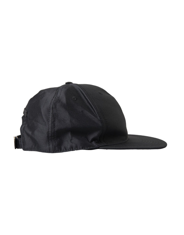 Cappello da baseball da uomo con logo in cotone e seta nero