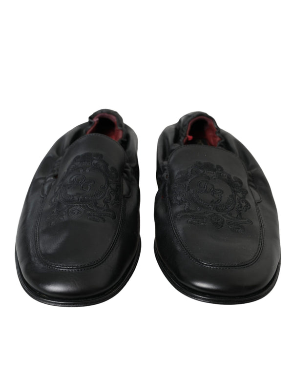 Logo nero ricamato Loafer in pelle Uomo Scarpe eleganti