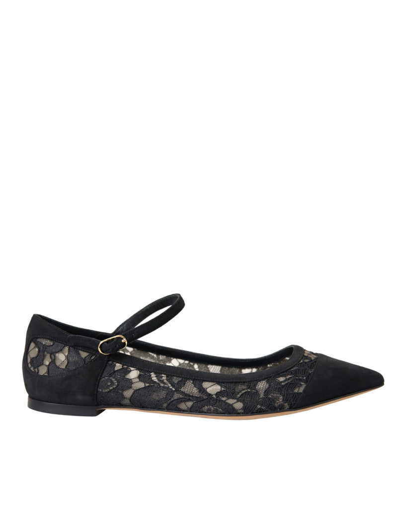 Nero Taormina Pizzo Bellucci Flats Scarpe