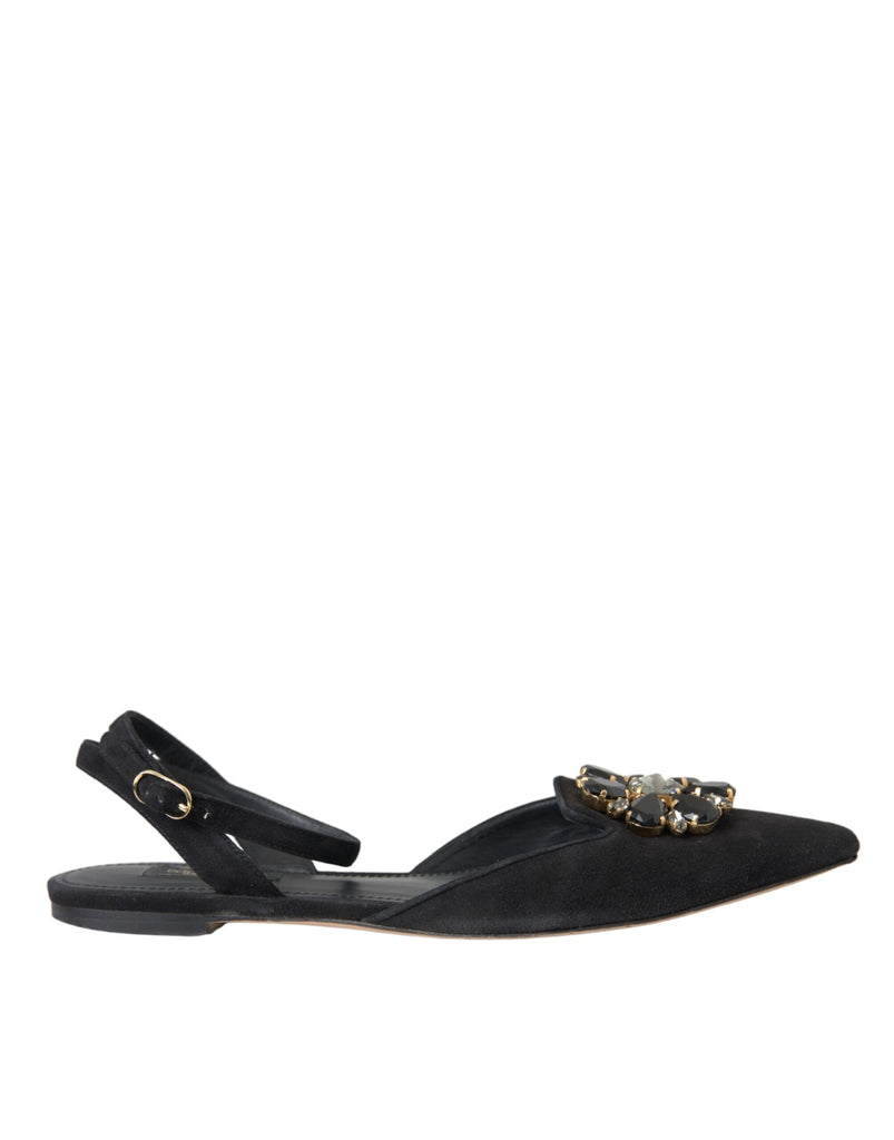 Sandali in pelle nera con cristalli