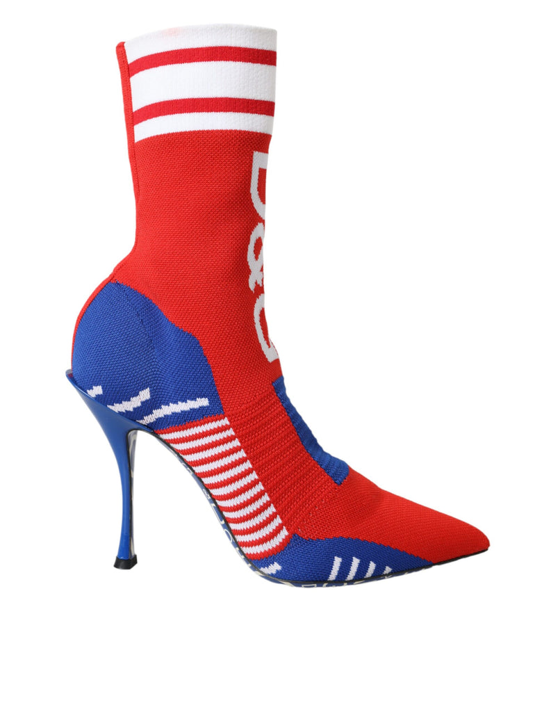 Rosso Blu Stretch Sock Style Ankle Boots Scarpe Logo