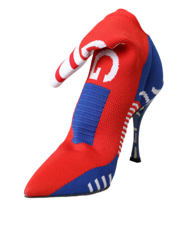 Rosso Blu Stretch Sock Style Ankle Boots Scarpe Logo