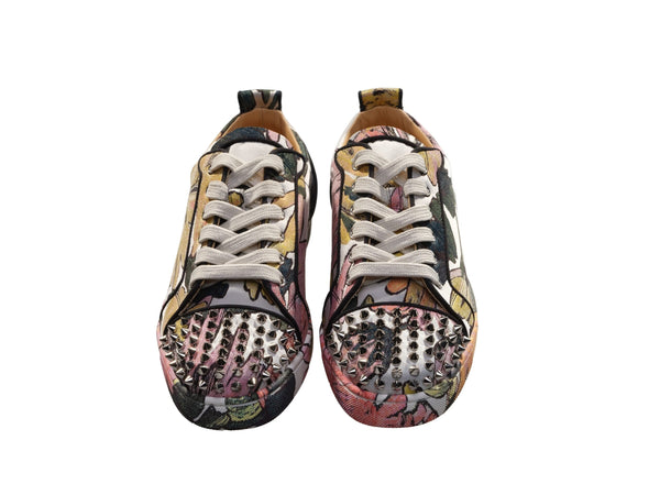 Fun Louis Junior Spikes Flat Botanical Print Laceup Sneakers