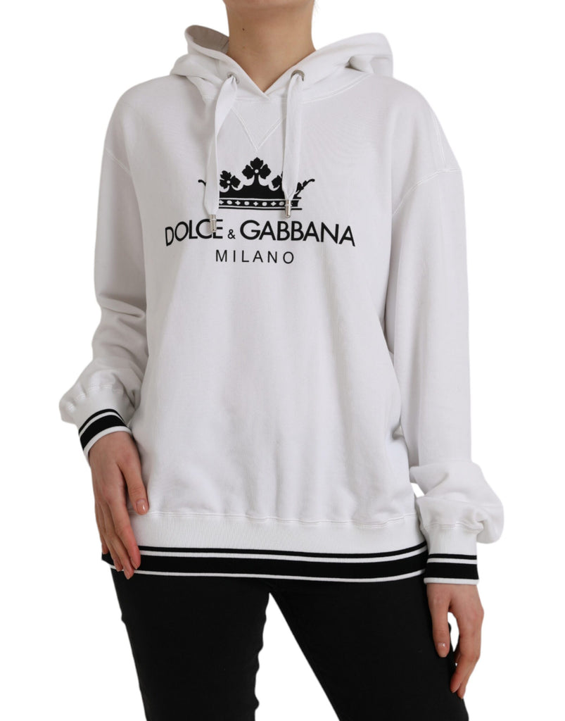 White Cotton Logo Hoodie Pullover Sweater