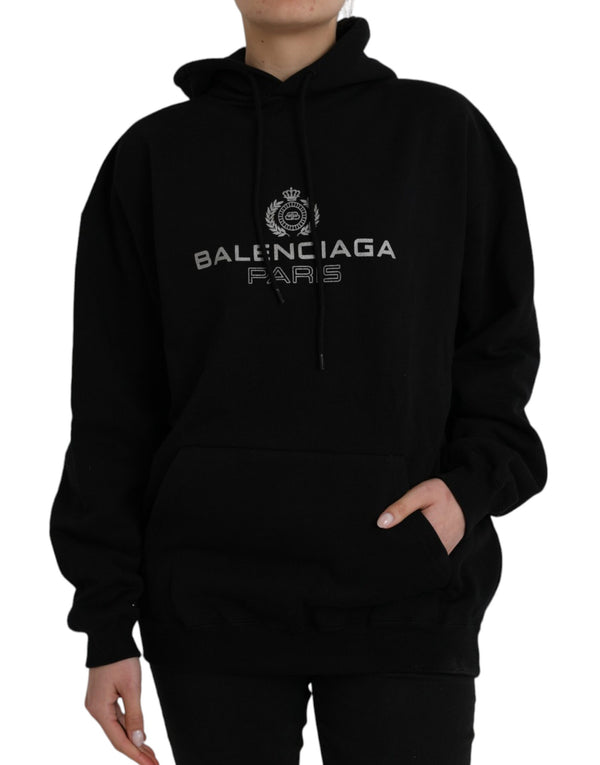 Felpa Pullover con cappuccio in cotone nero con logo