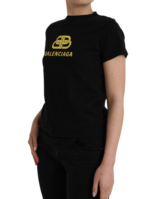 T-shirt a maniche corte in cotone nero con stampa logo