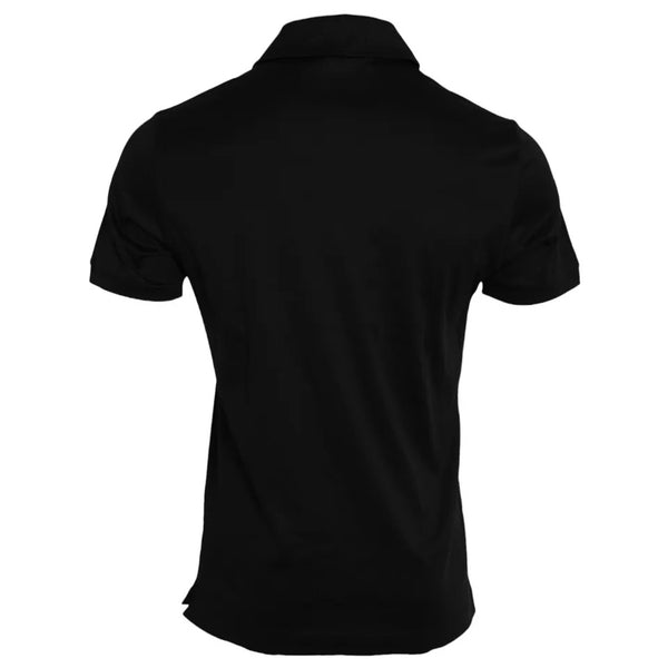 Black Logo Cotton Collared Polo Top T-shirt