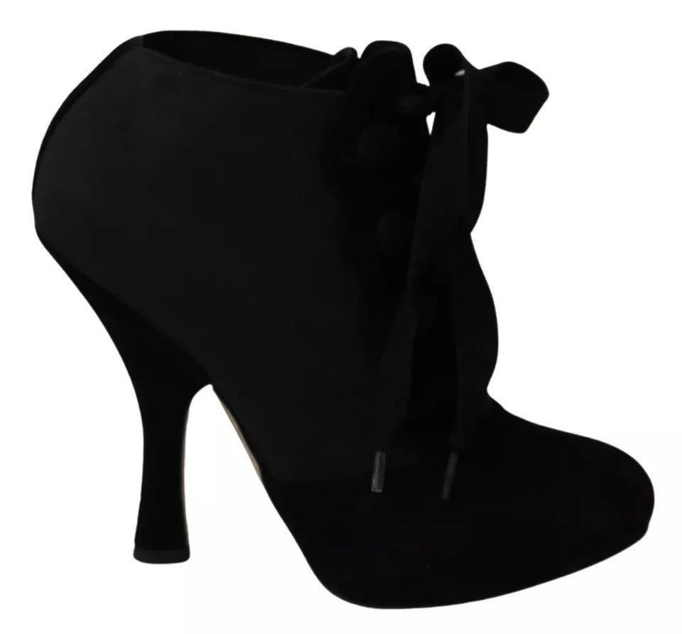 Nero Suede Stretch Ankle Boots Booties Shoes