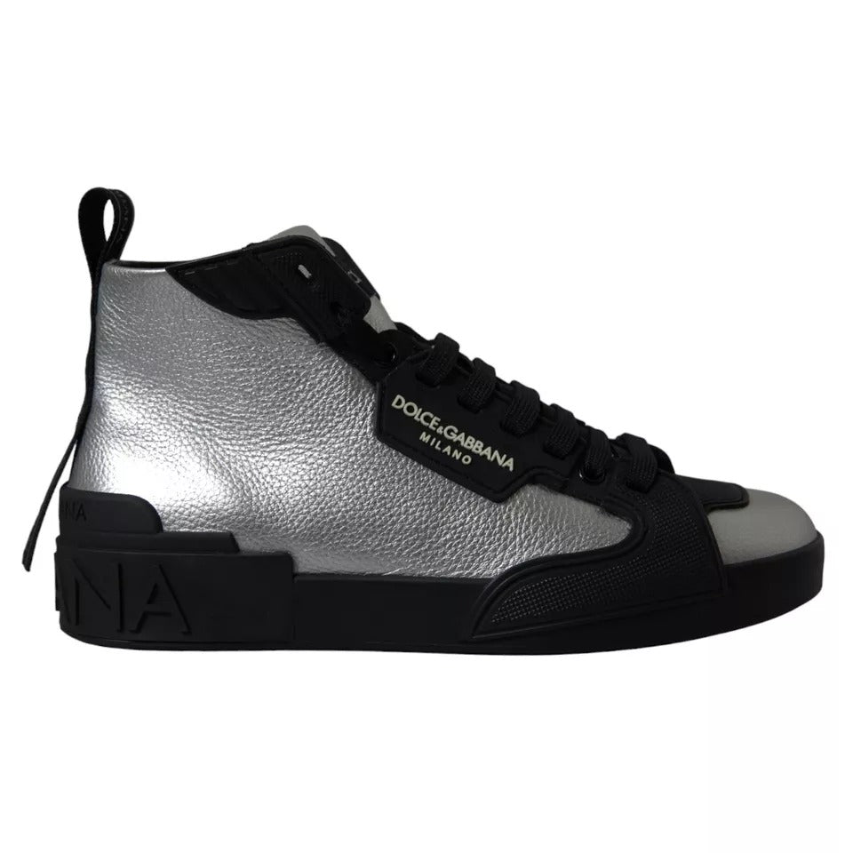 Nero Argento Logo Mid Top Uomo Scarpe da ginnastica