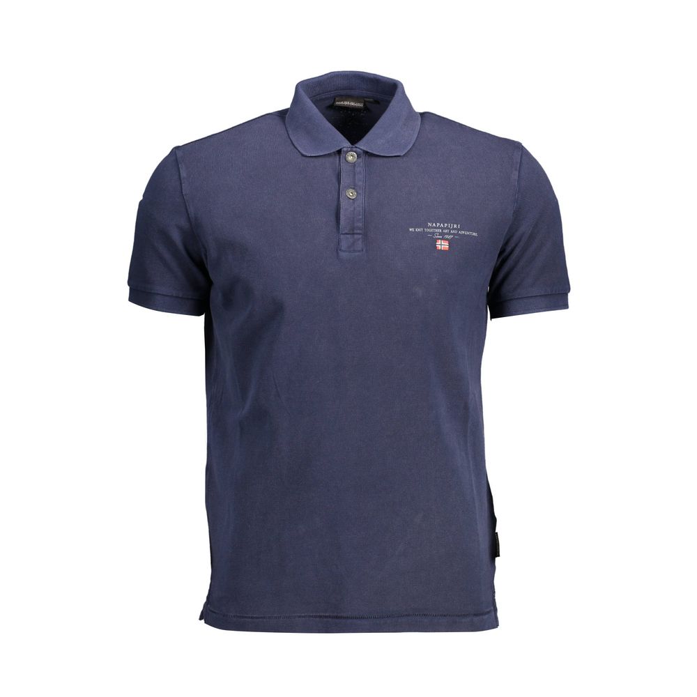 Sophisticated Blue Cotton Polo with Embroidery