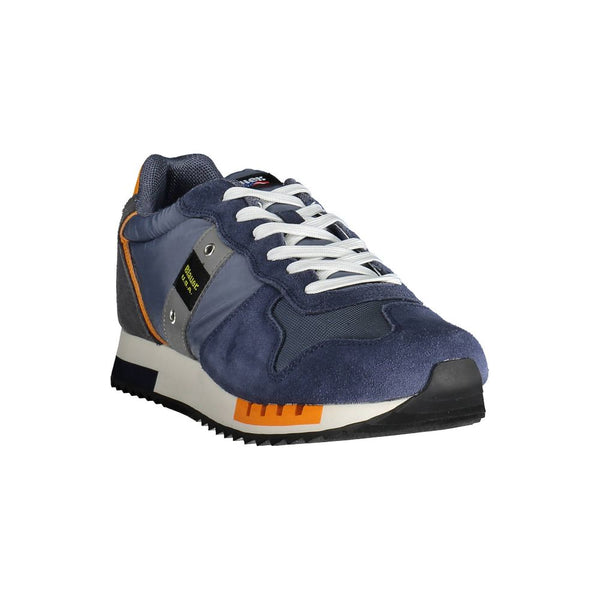 Sneaker uomo in pelle blu