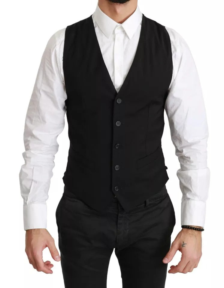 Gilet STAFF Slim Fit a tinta unita nero