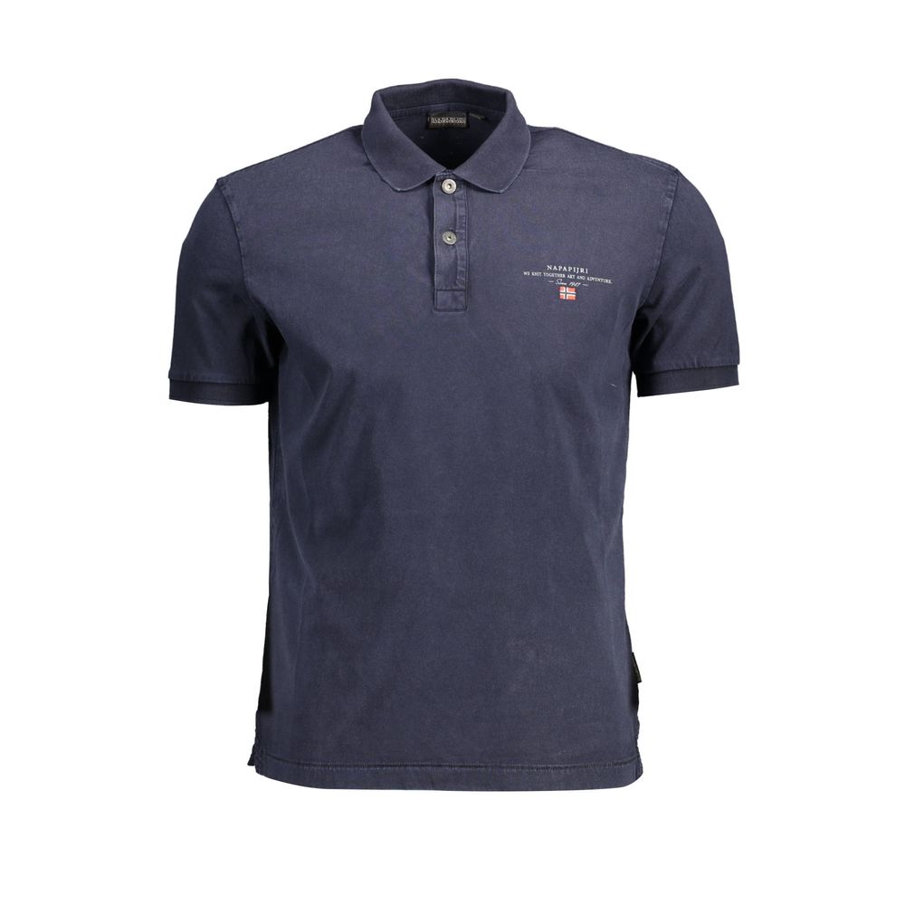 Blue Cotton Men Polo