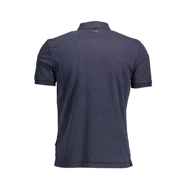 Blue Cotton Men Polo