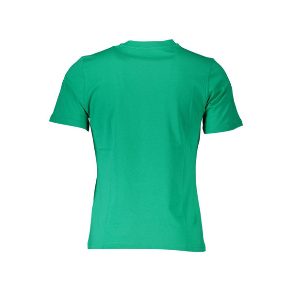 Green Cotton Logo Tee with Round Neck