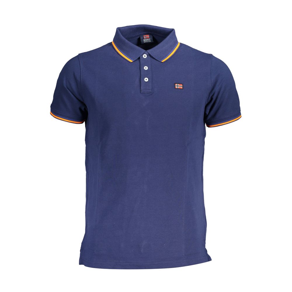 Blue Cotton Men Polo Shirt